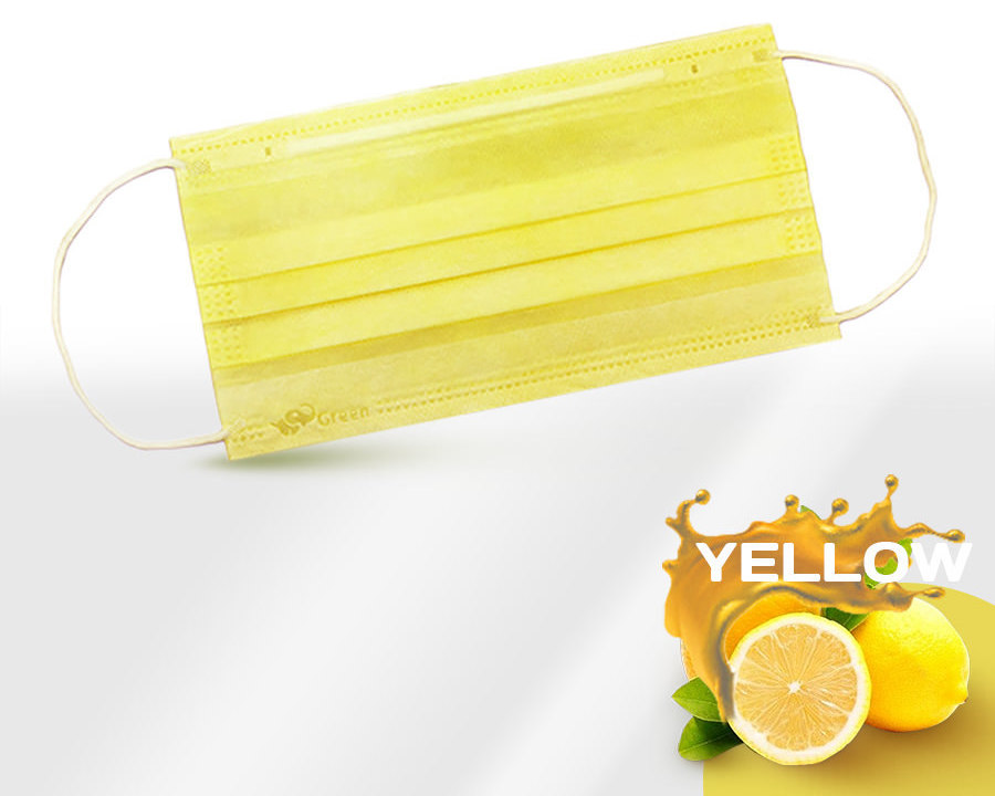 Маска медицинская трехслойная желтая