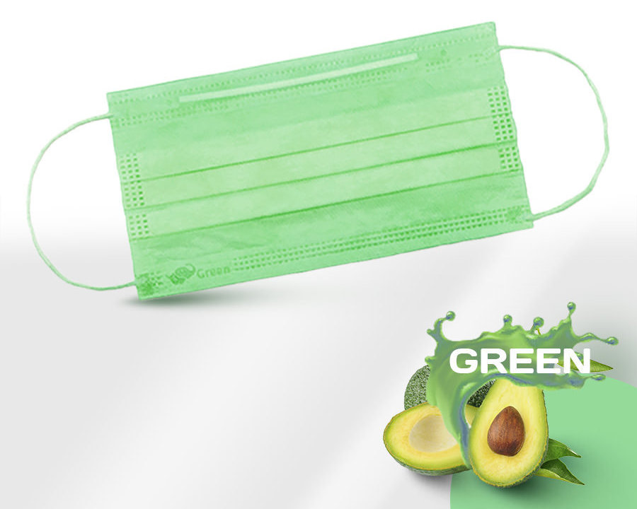 Маска медицинская трехслойная зеленая