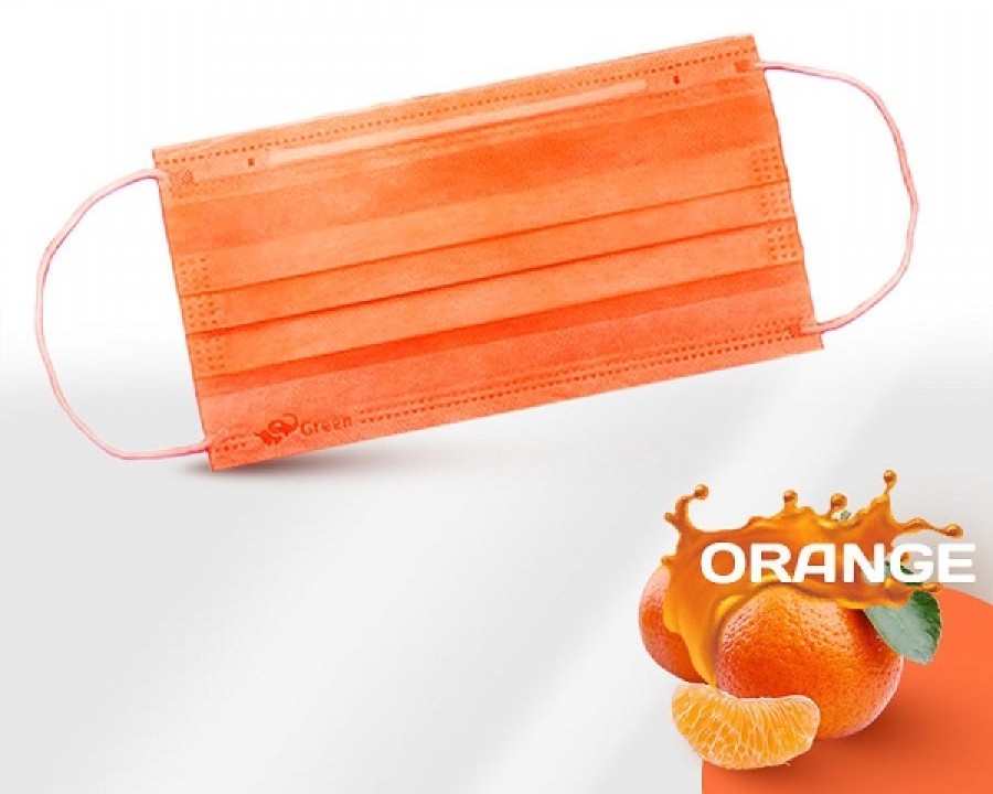 Маска медицинская трехслойная Оранжевая