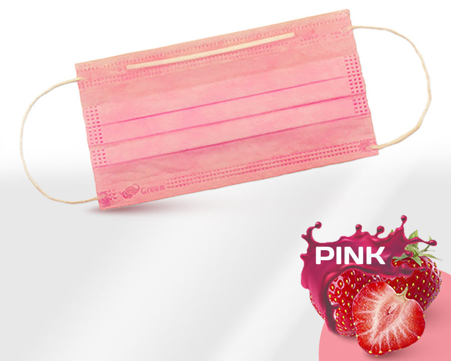 Маска медицинская трехслойная розовая
